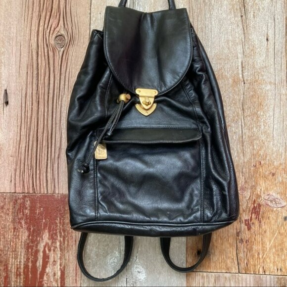 Silver Blue Leather Bucket Bag Backpack - Picture 1 of 11